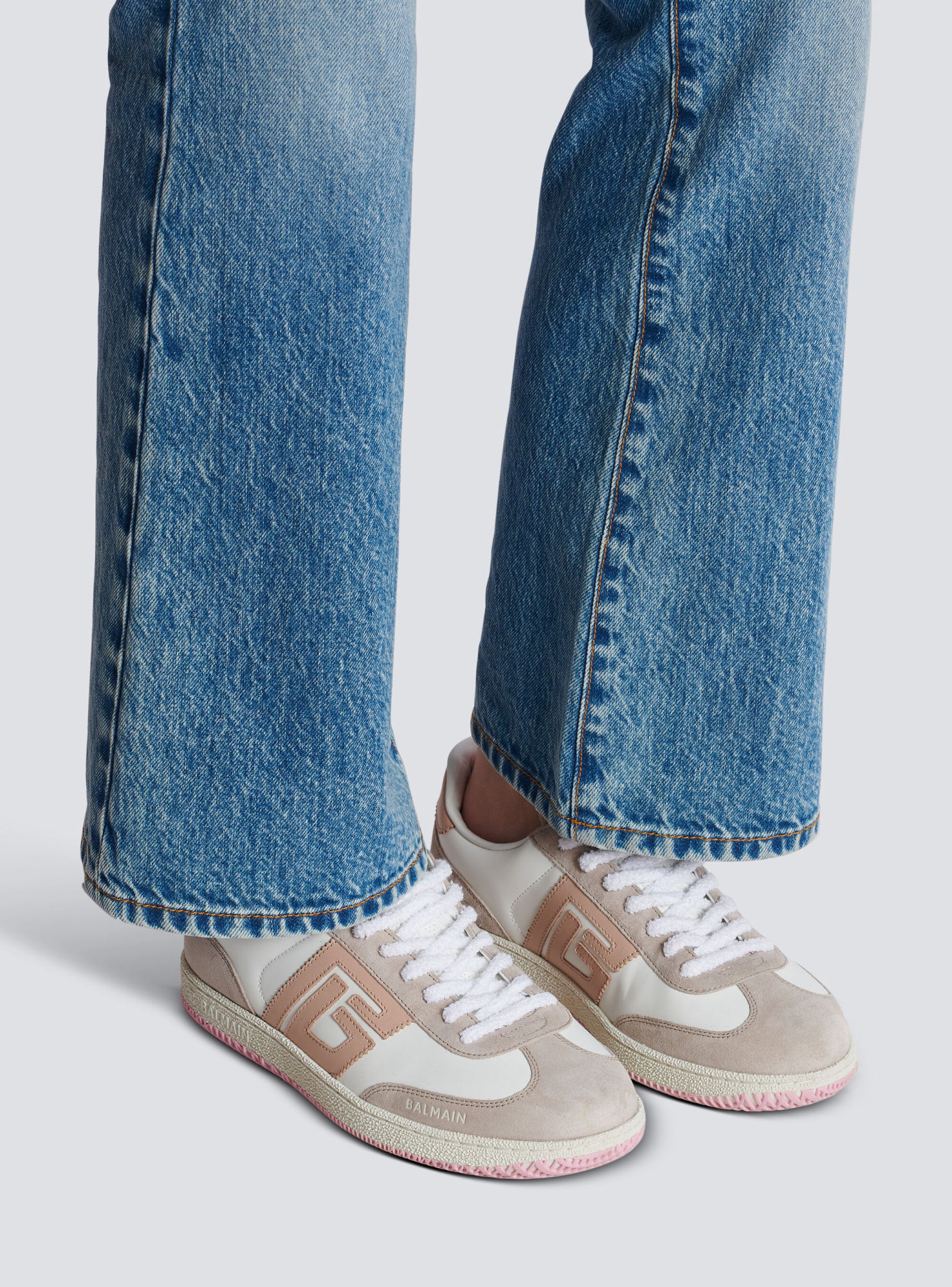 Balmain Lace-up Low-cut Casual Shoes In White