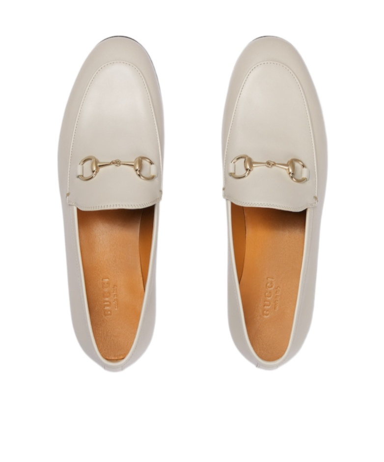 Gucci Off-white Leather Horsebit Loafers In White