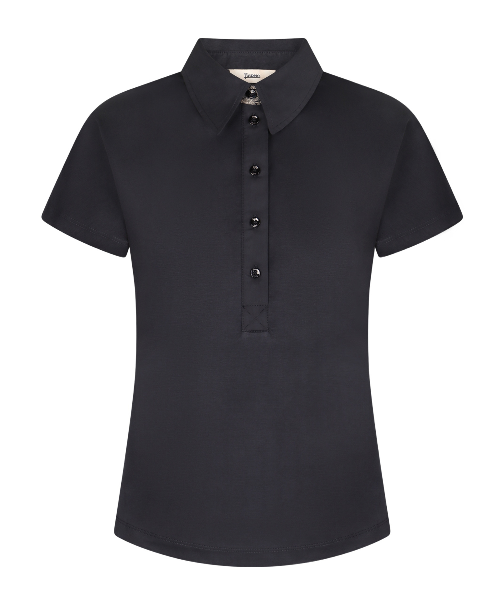 Herno Short Sleeve Cotton Polo Shirt In Black