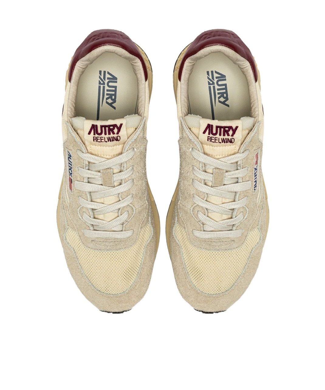 Autry Low Suede Net Sneakers With Contrast Panel In Neutral
