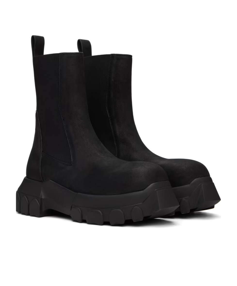 Rick Owens Round Head Chelsea Boots In Black