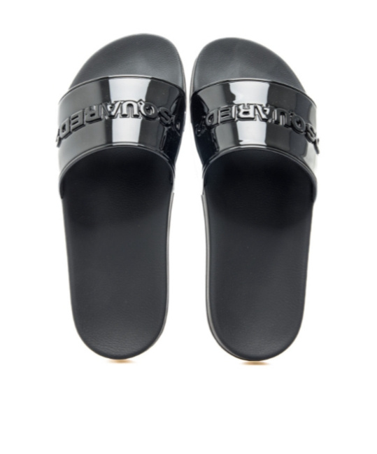 Dsquared2 Embossed-logo Open-toe Slides In Black