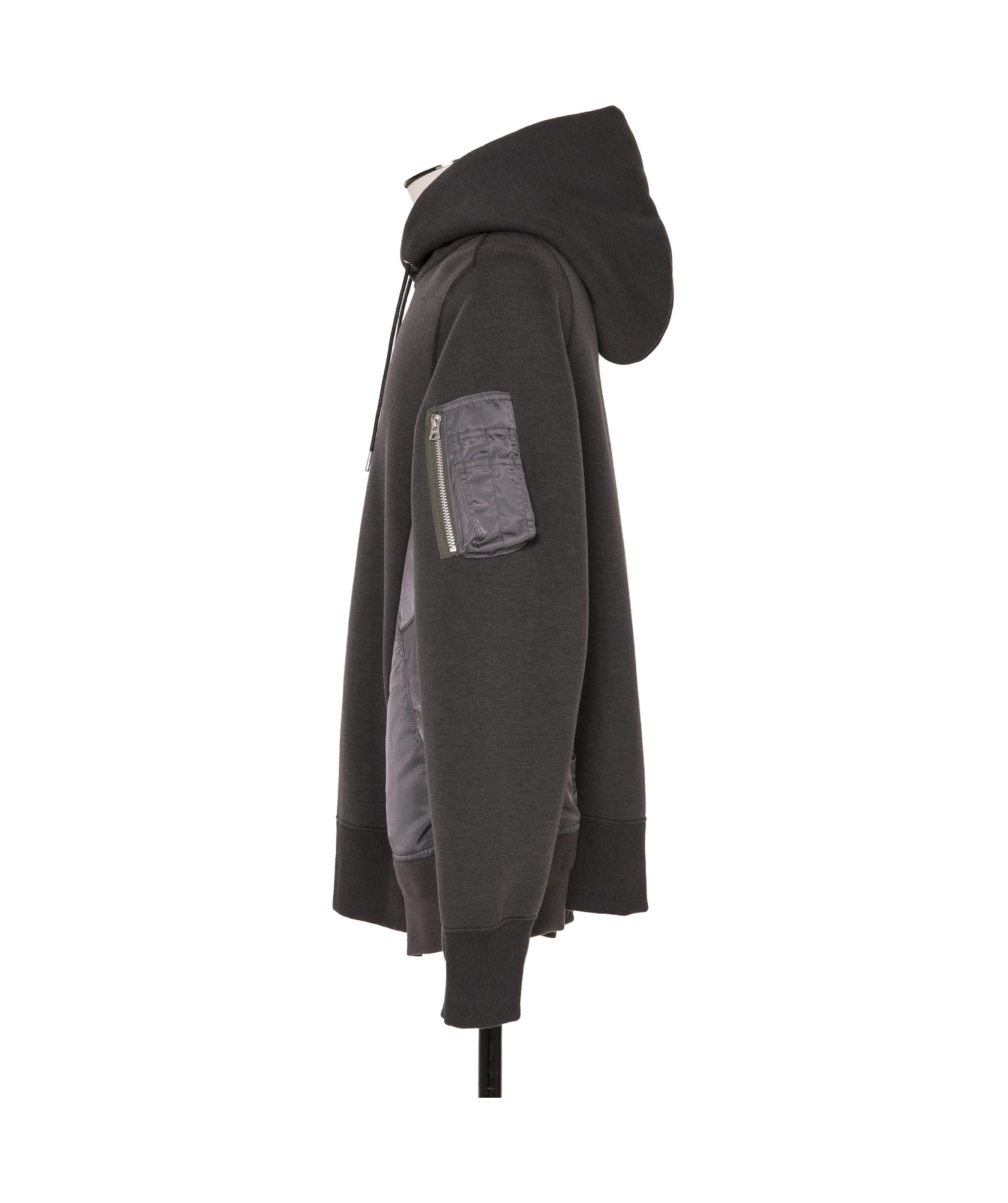 Sacai Panelled Hoodie In Black