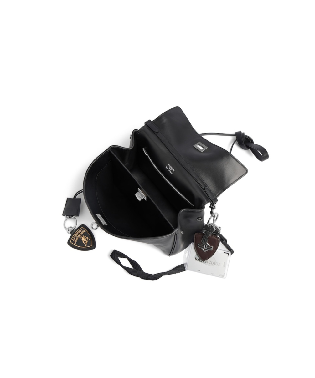 Balenciaga Black Leather Lamborghini Rodeo Shoulder Bag In Black