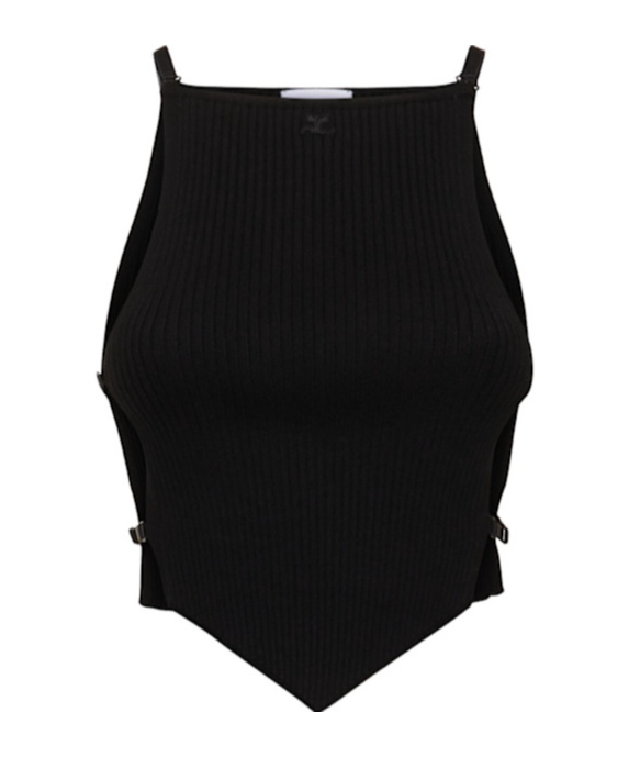 Shop Courrèges Ribbed Knit Top