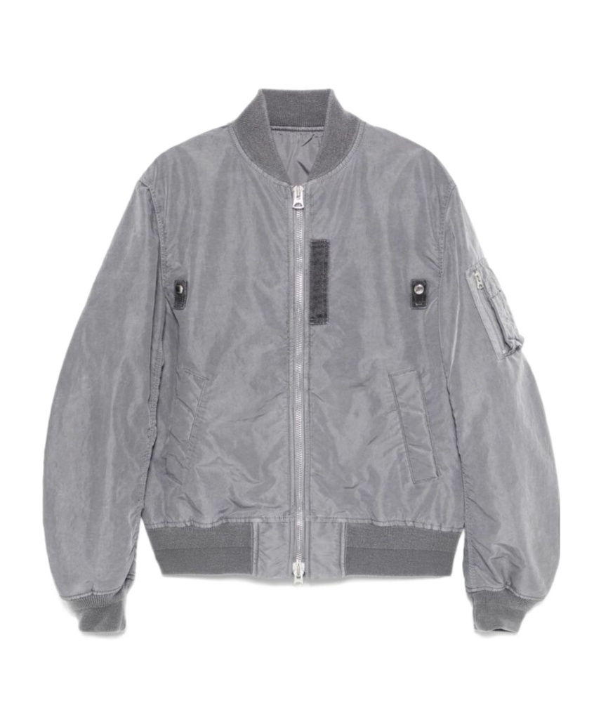 Sacai Crinkled Bomber Jacket In Gray