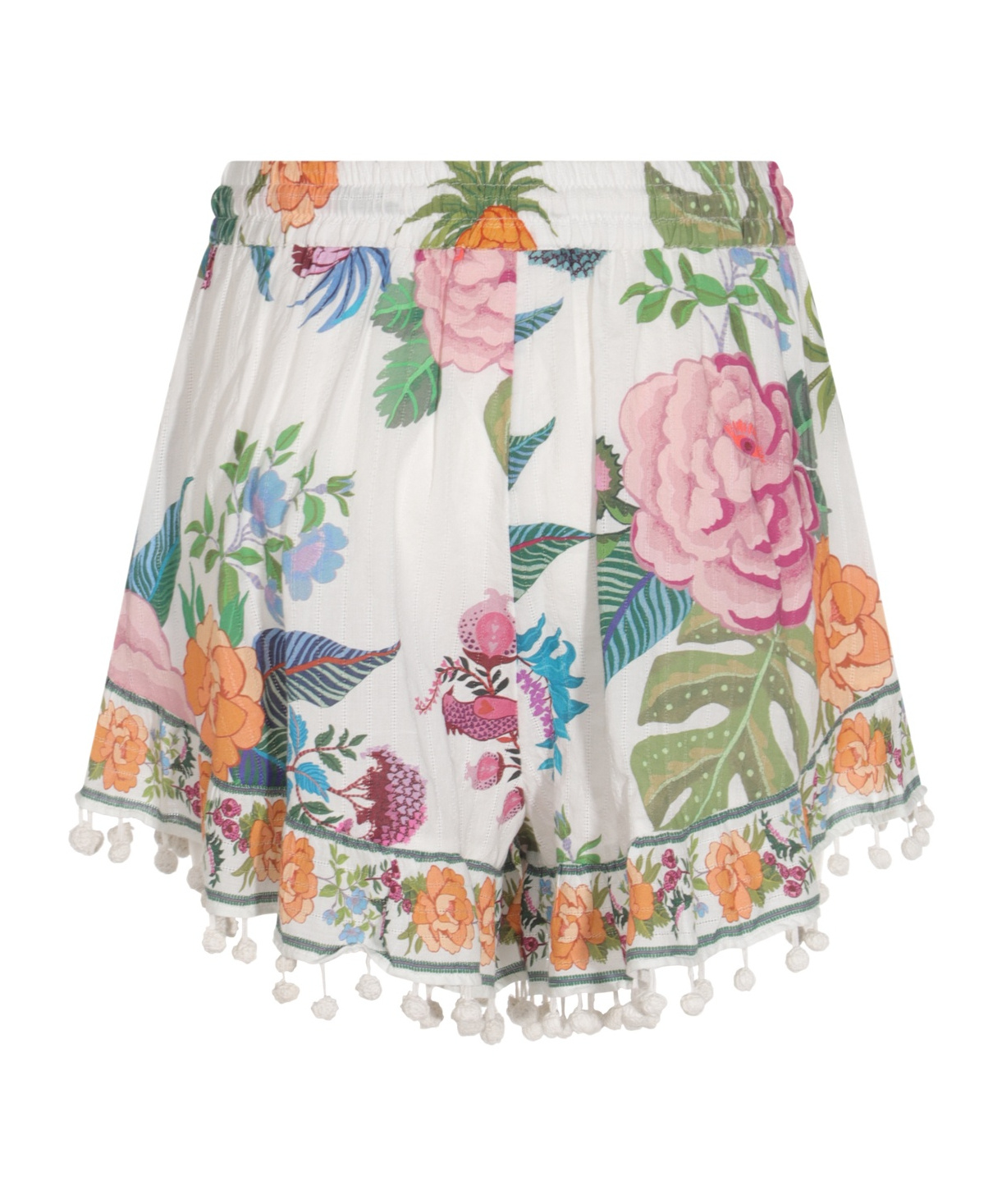 Farm Rio White Cotton Shorts In Multi-color