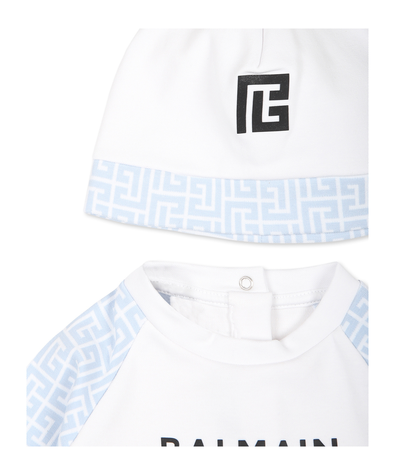 Balmain Pb Monogram Pyjama Set In White
