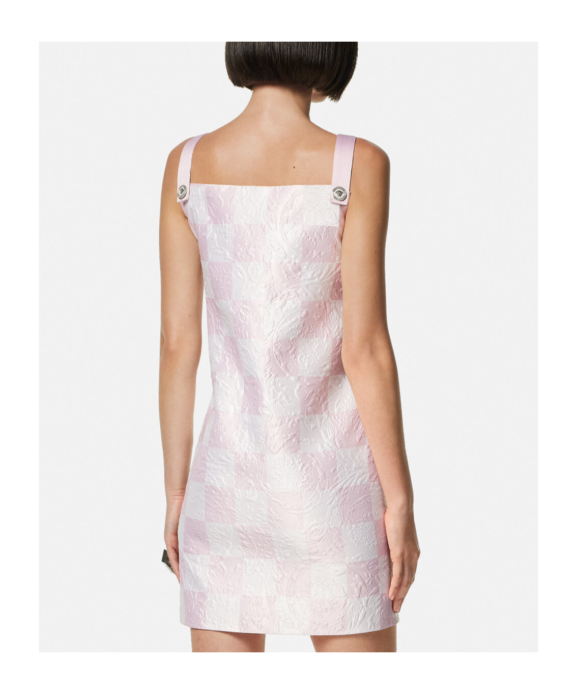 Versace Check-print Mini Dress In Purple