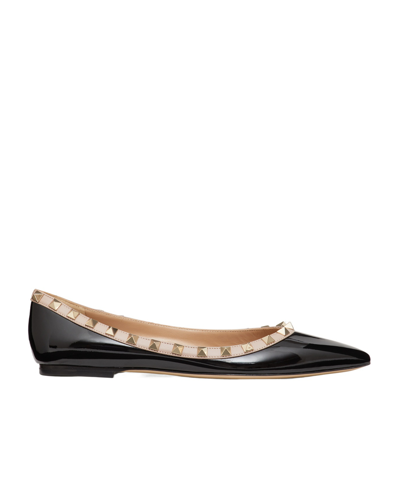 Valentino Rockstud Patent Leather Ballet Flats In Black