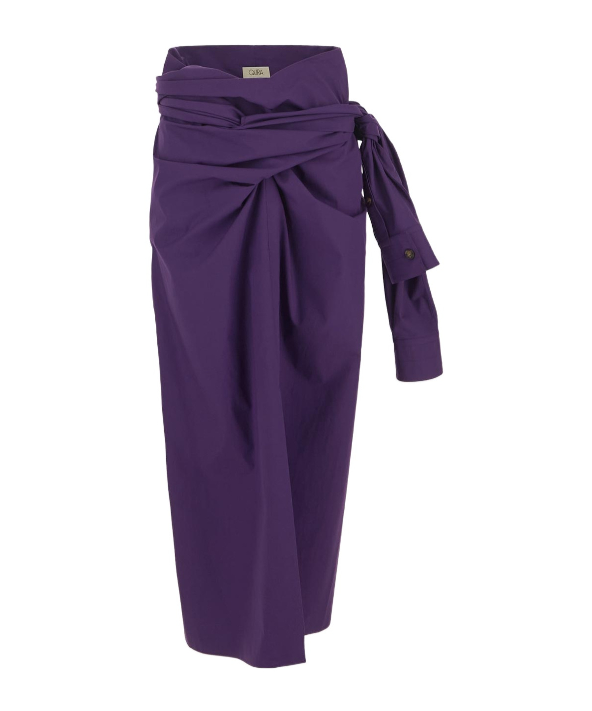 QUIRA HIGH-WAISTED GATHERED-DETAIL SKIRT