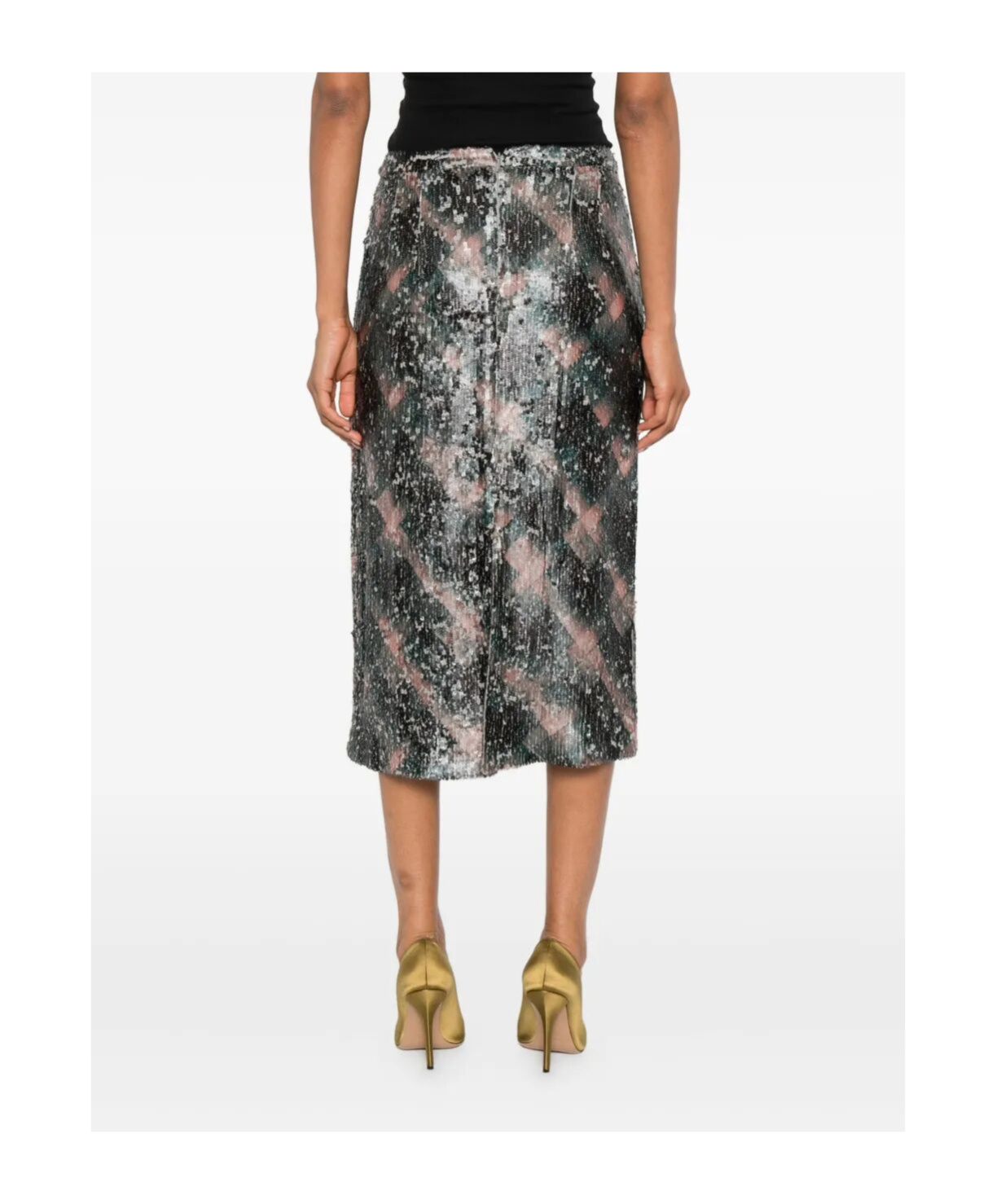 Dries Van Noten Mid-length Skirt Sequin Detail In Gray