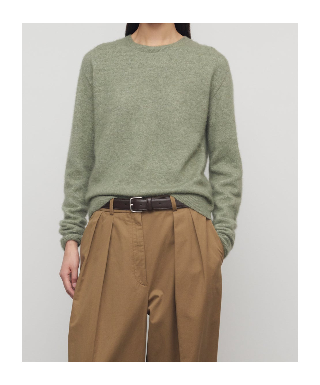 The Row Lorynna Velvet-blend Top In Green