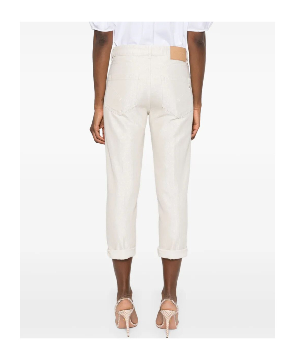 Dondup Cropped Cotton-blend Denim Jeans With Button Detailing