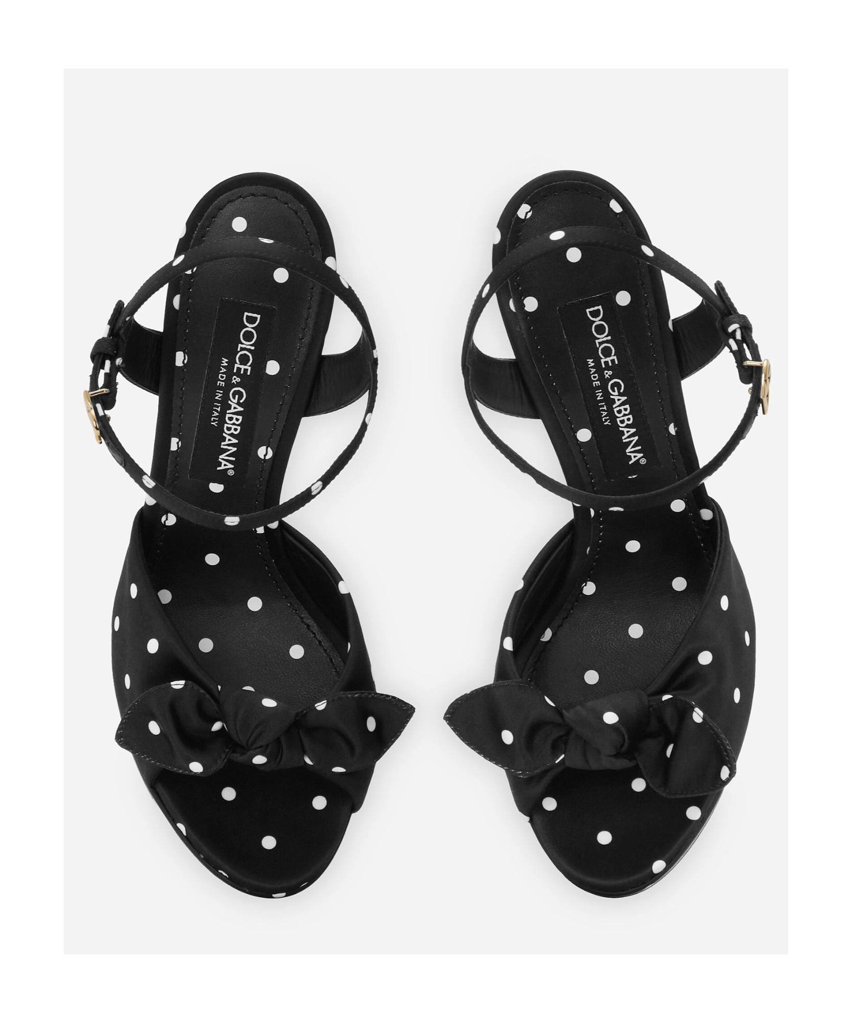 Dolce & Gabbana Keira Embellished Polka-dot Satin Sandals In Black
