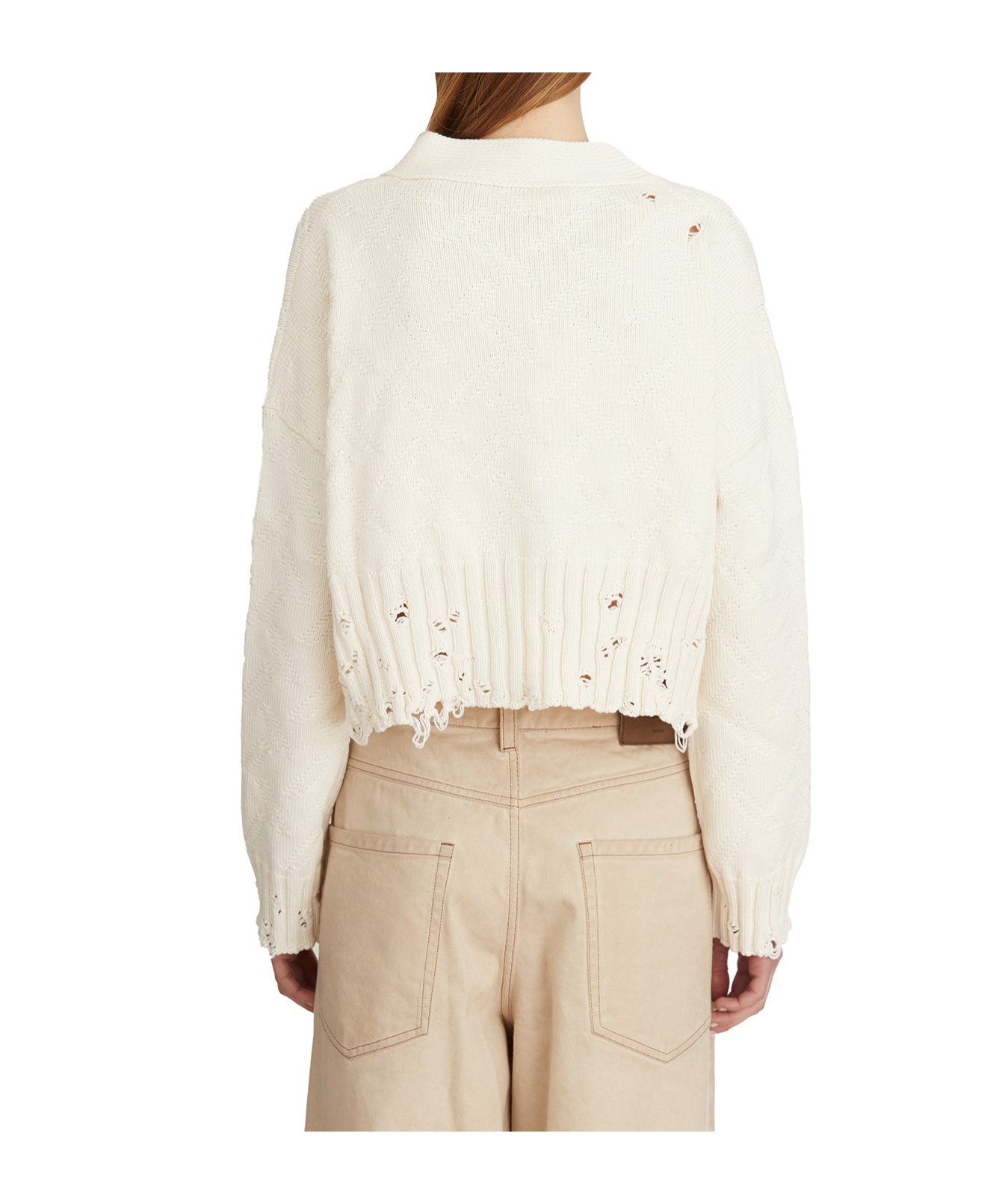Marni Destroyed-effect Cropped Cardigan In White