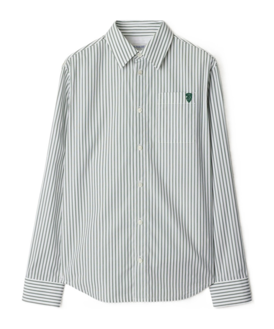 Shop Burberry Striped Shirt In Gray