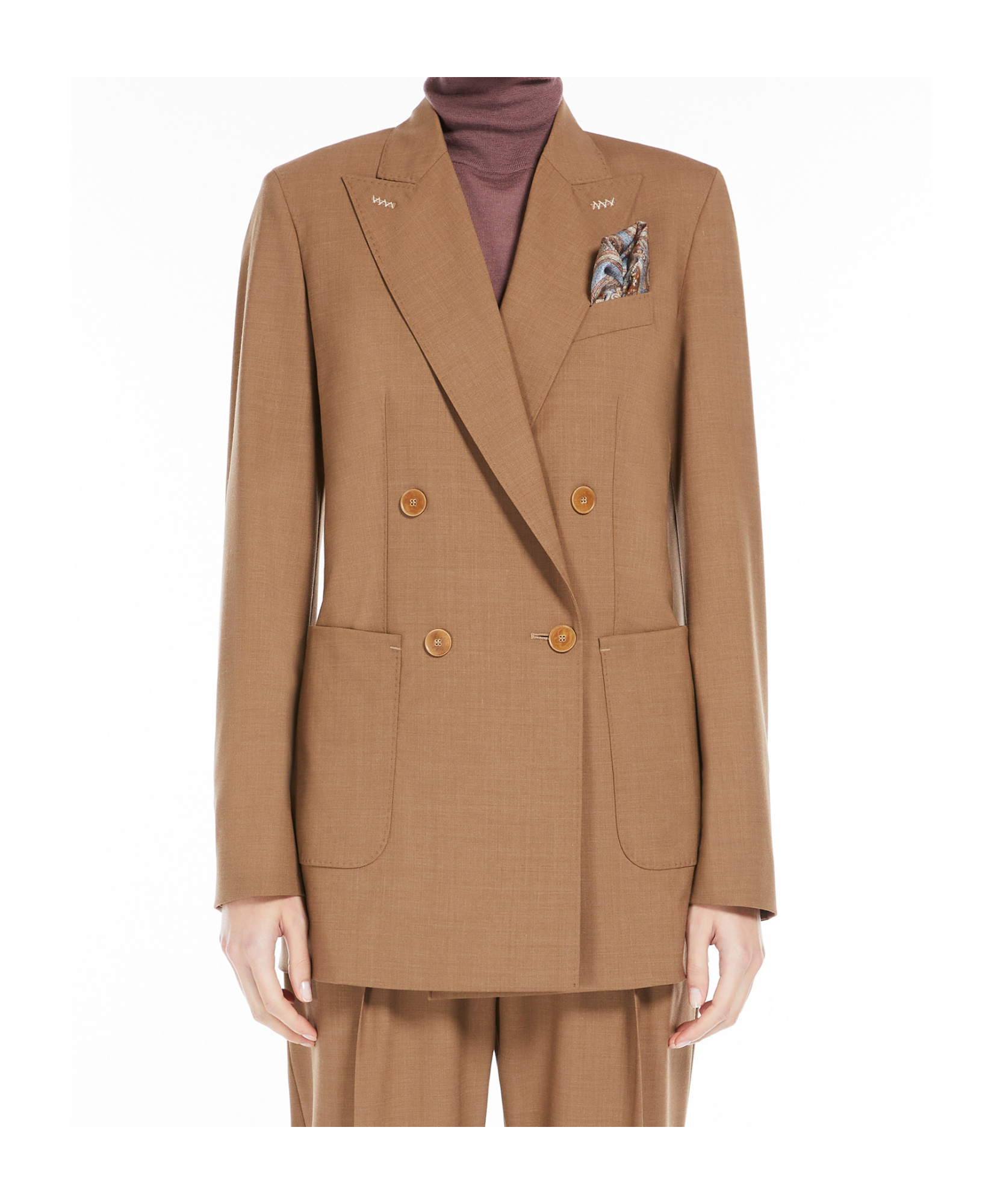 Max Mara Double-breasted Wool Suit Coat In Brown