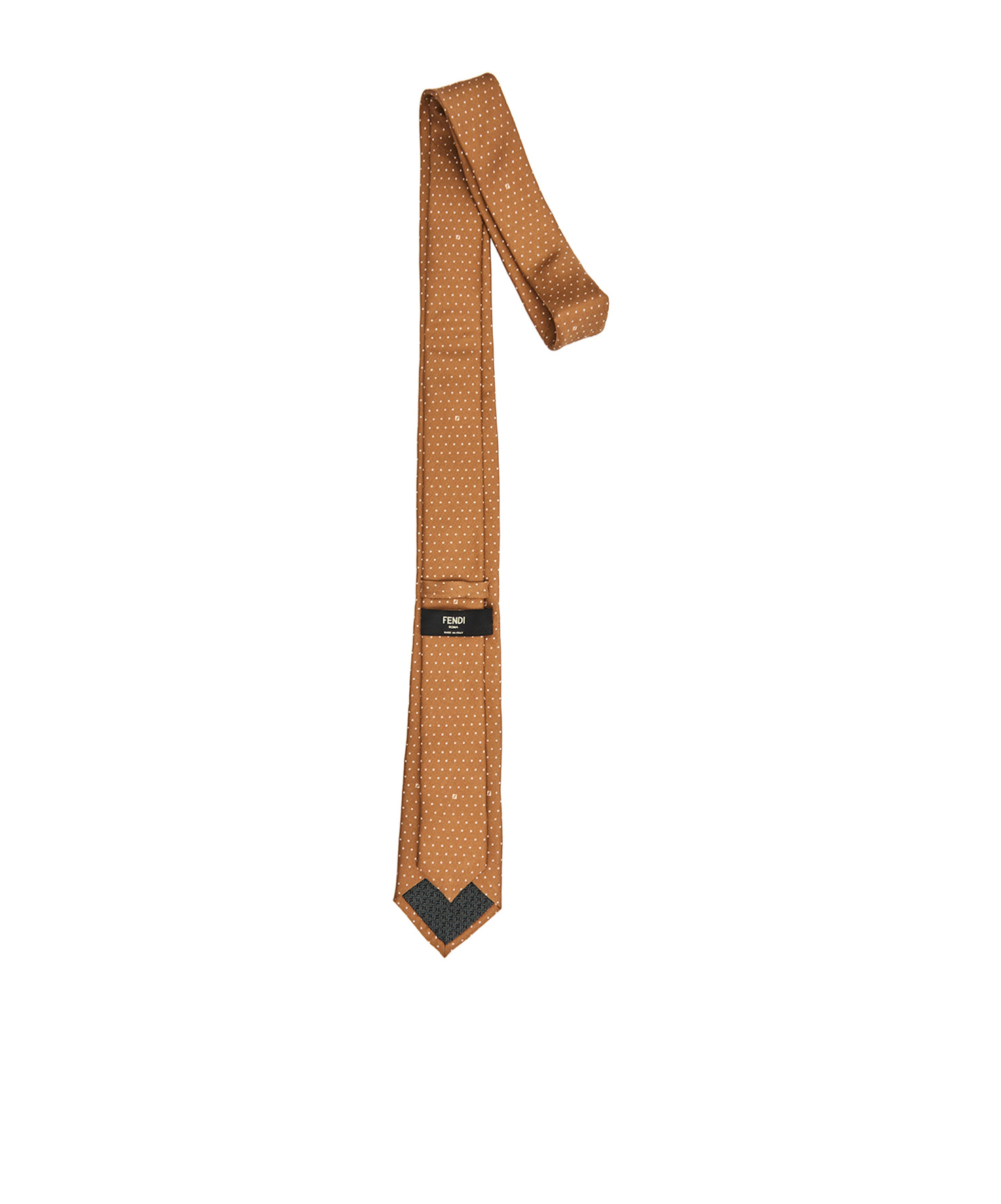 Fendi Polka Dot Jacquard Silk Tie In Brown