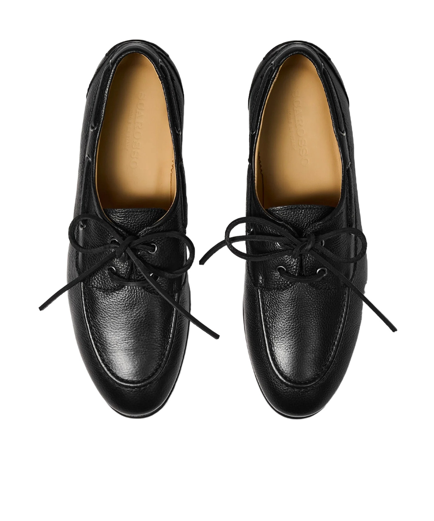 Scarosso Ginevro Leather Lace-up Boat Shoes In Black