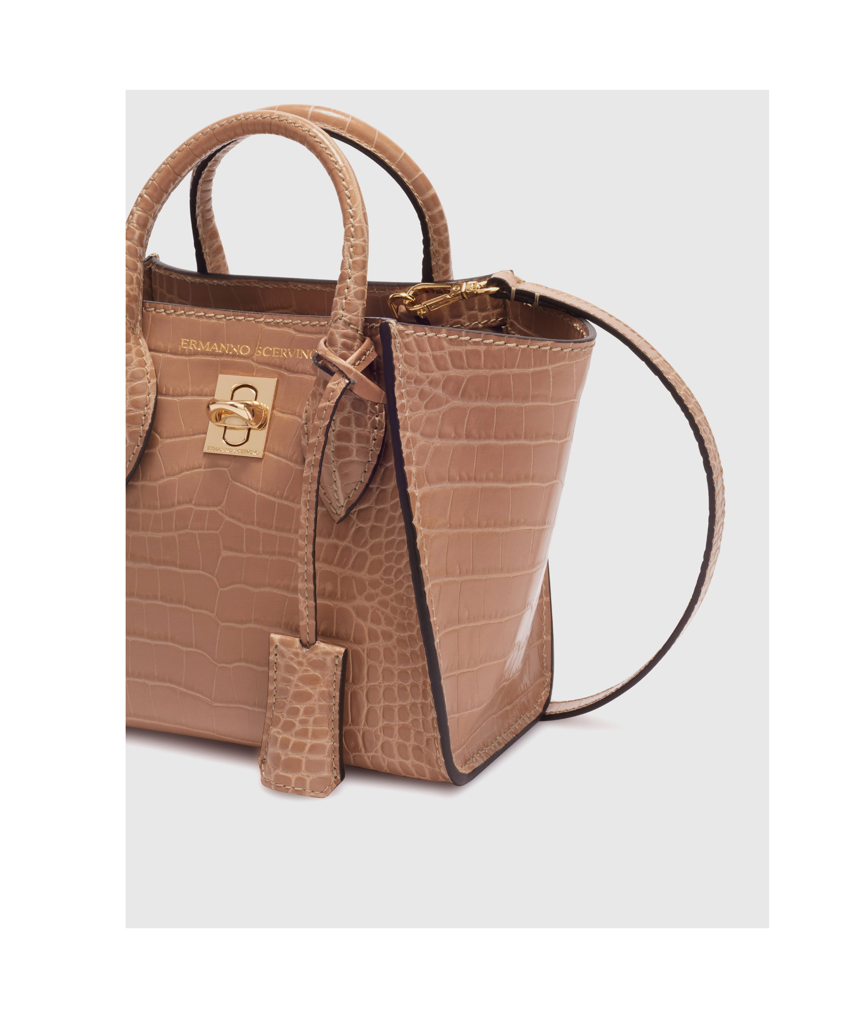 Ermanno Scervino Double Handle Shoulder Bag In Brown