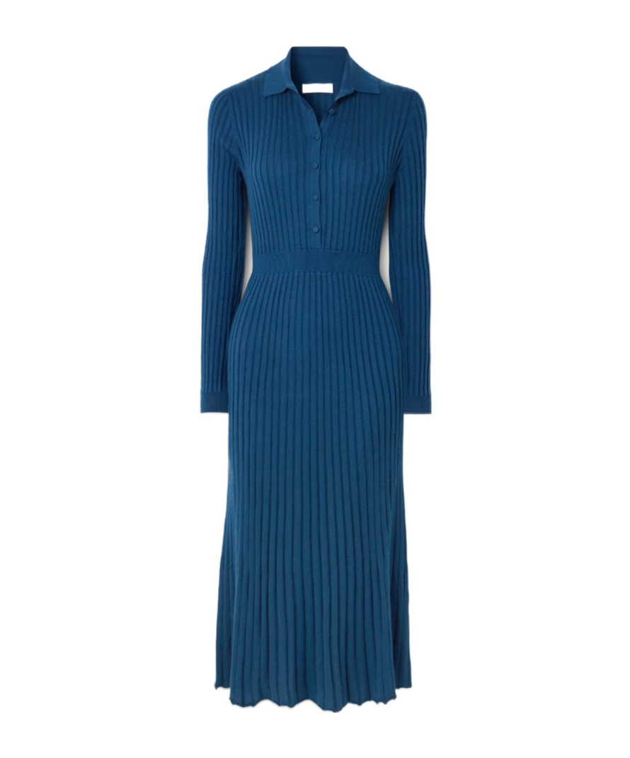 Gabriela Hearst Long Sleeve Dress In Blue
