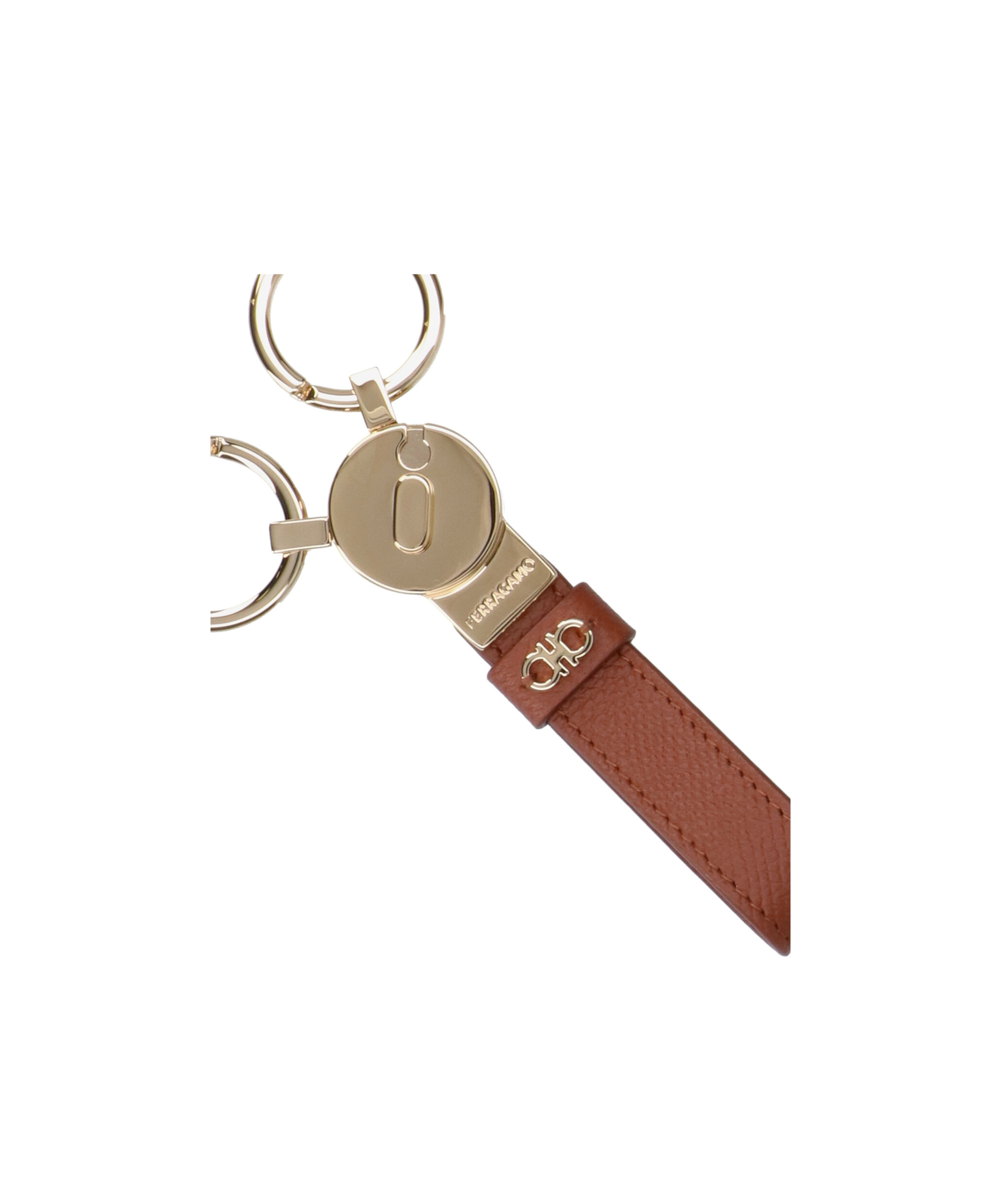 Ferragamo Gancini Keyring In Brown