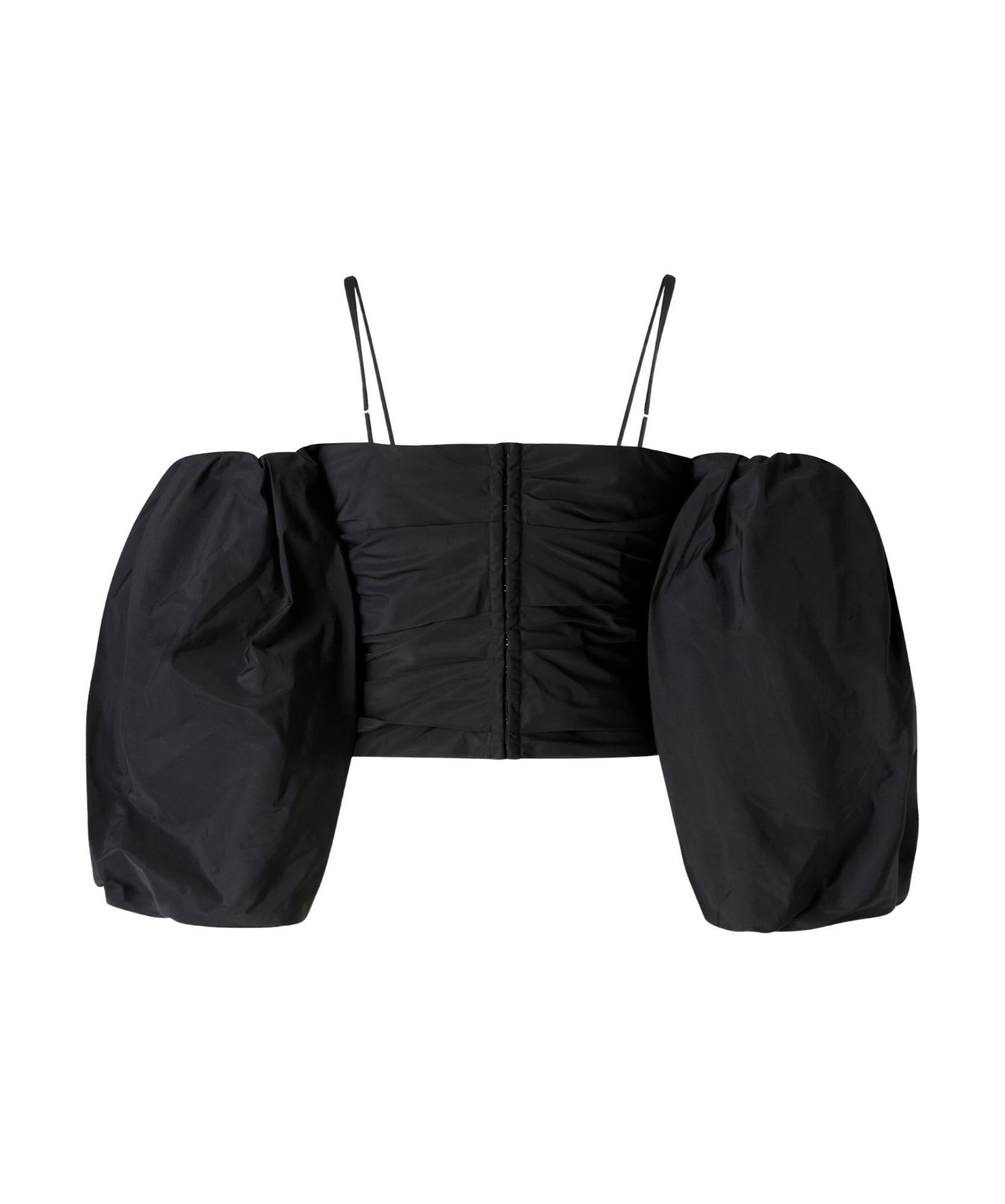 Pinko Crop Top With Puff Sleeves In Black