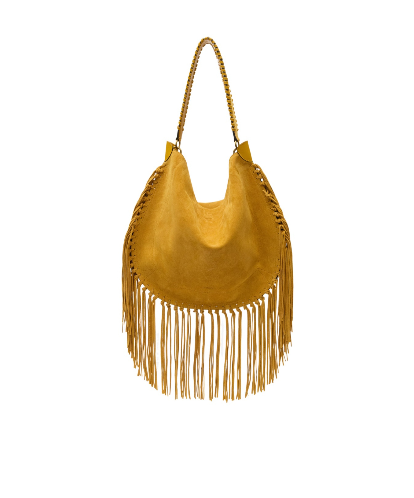 Isabel Marant Oskan Fringed Suede Shoulder Bag In Yellow