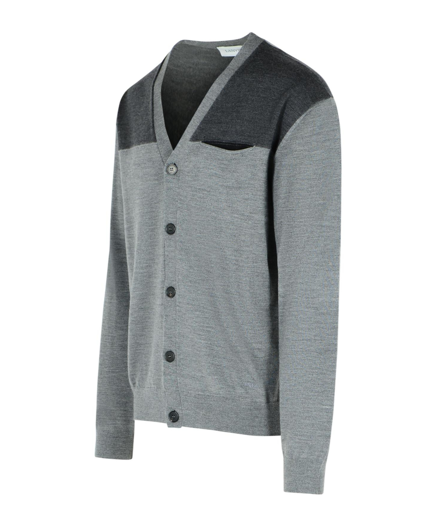 Lanvin V-neck Wool Cardigan Long Sleeves In Gray