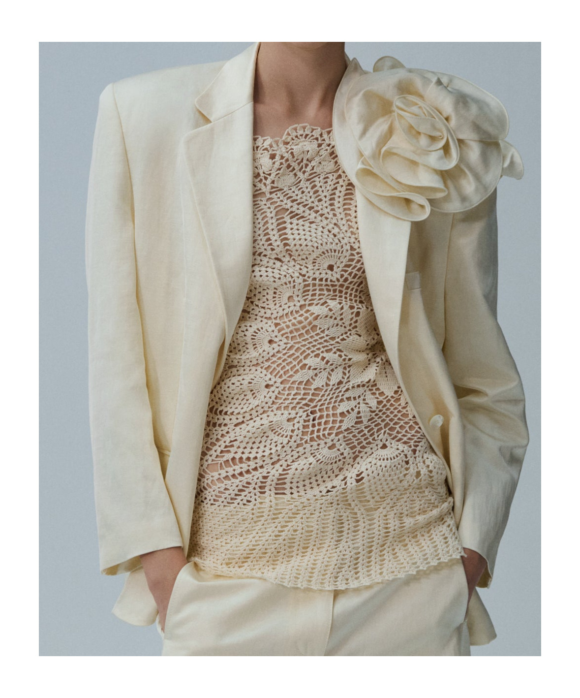 Magda Butrym '01' Blazer Featuring Floral Embellishment In Cream