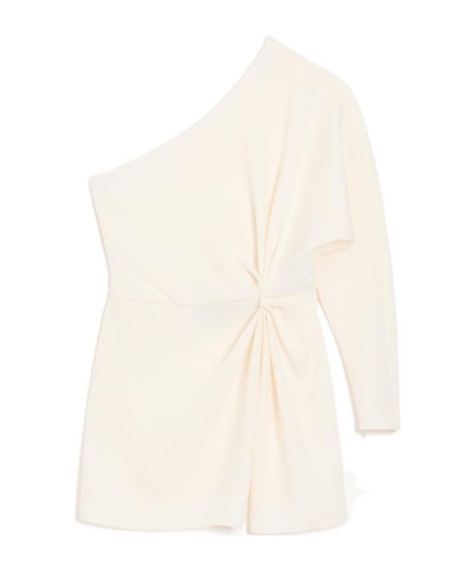 Valentino Asymmetric One-shoulder Silk-cady Mini Top In White