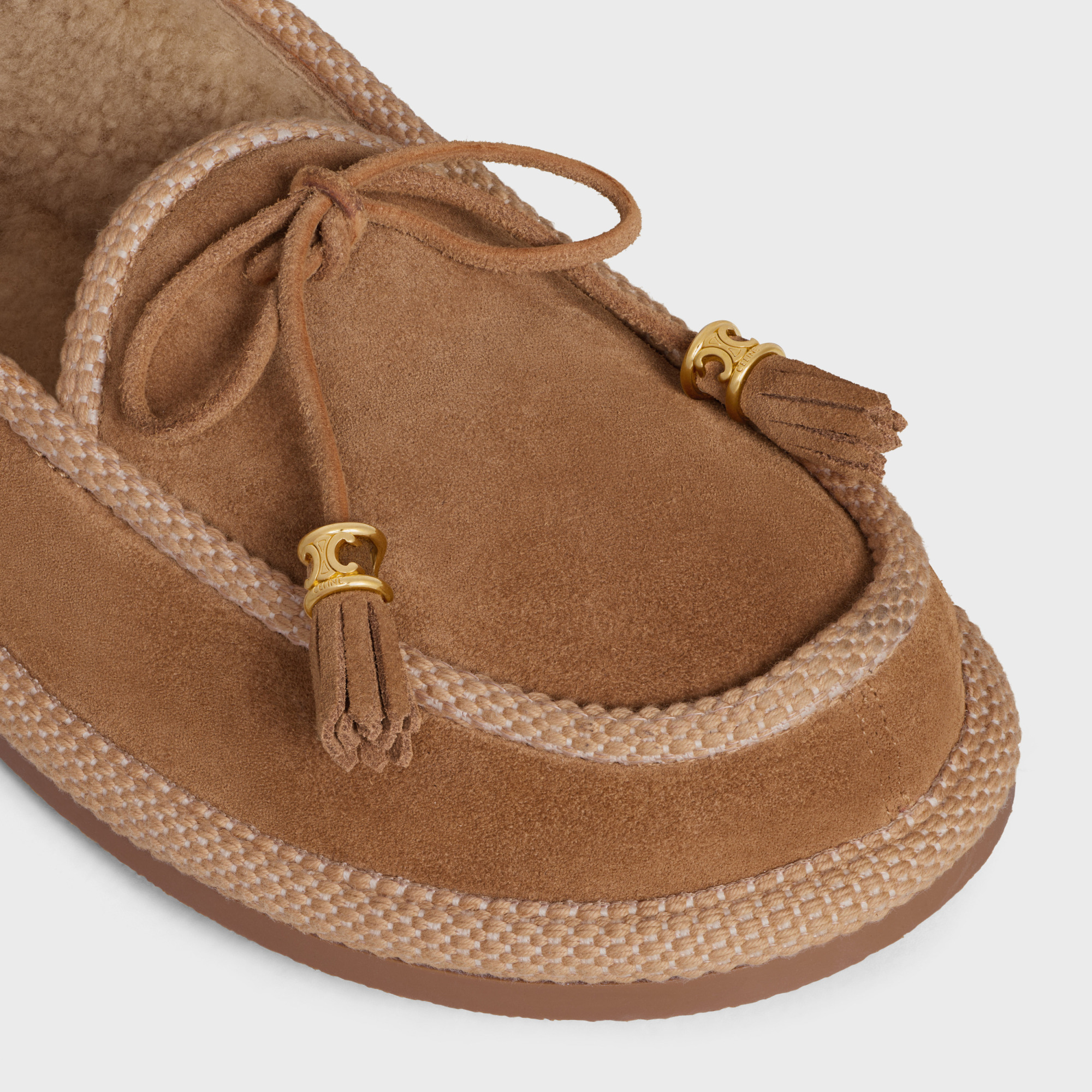 Celine Round-head Flat Shoes In Brown