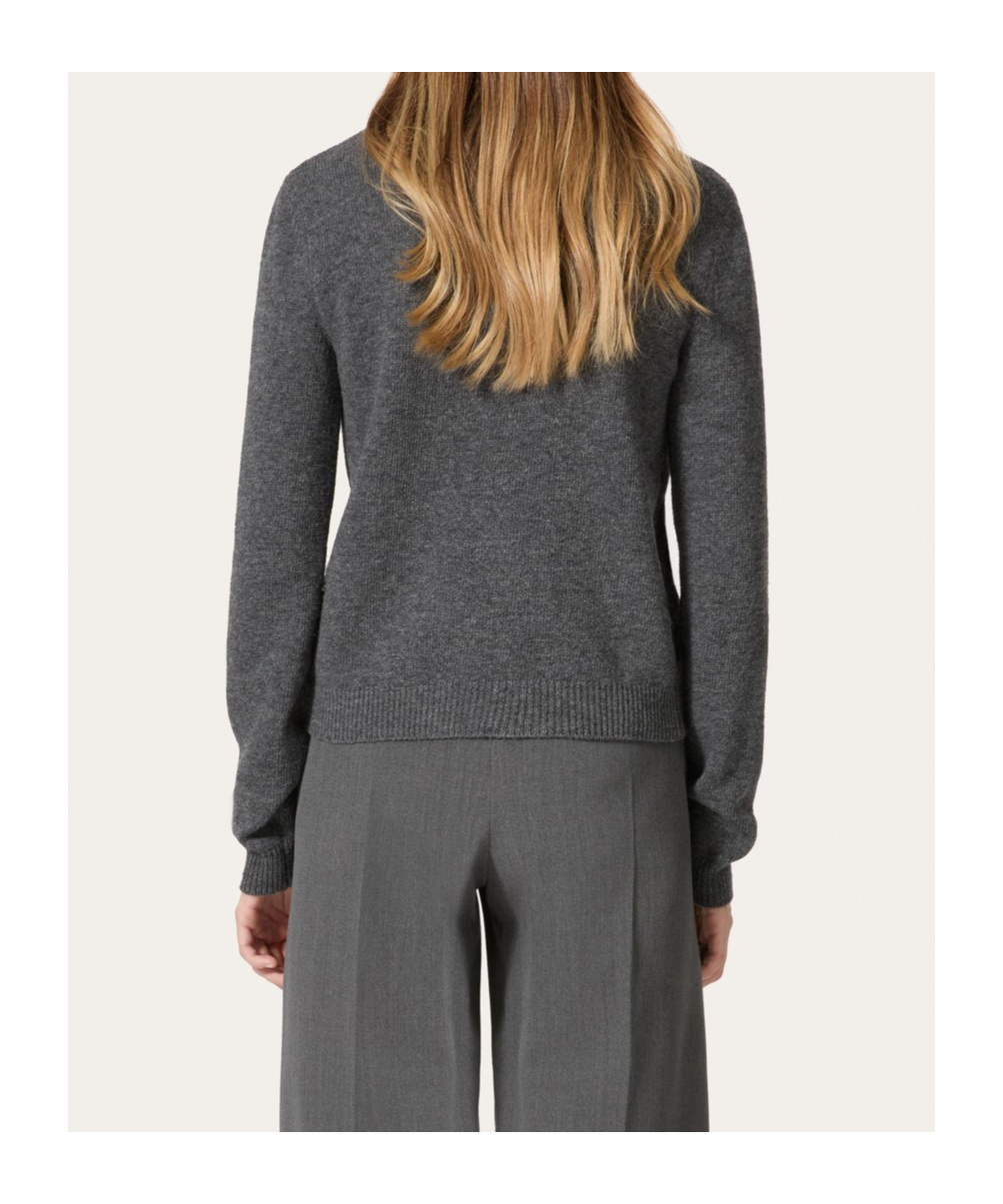 Valentino Wool Cardigan With Embroidered Trim In Black