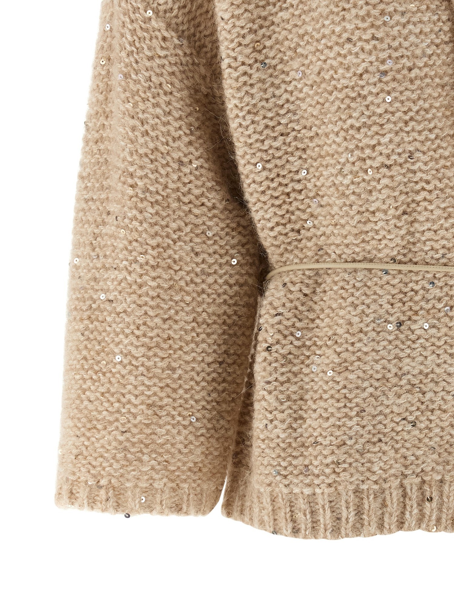 Peserico Sequin-embellished Belted Cardigan In Brown
