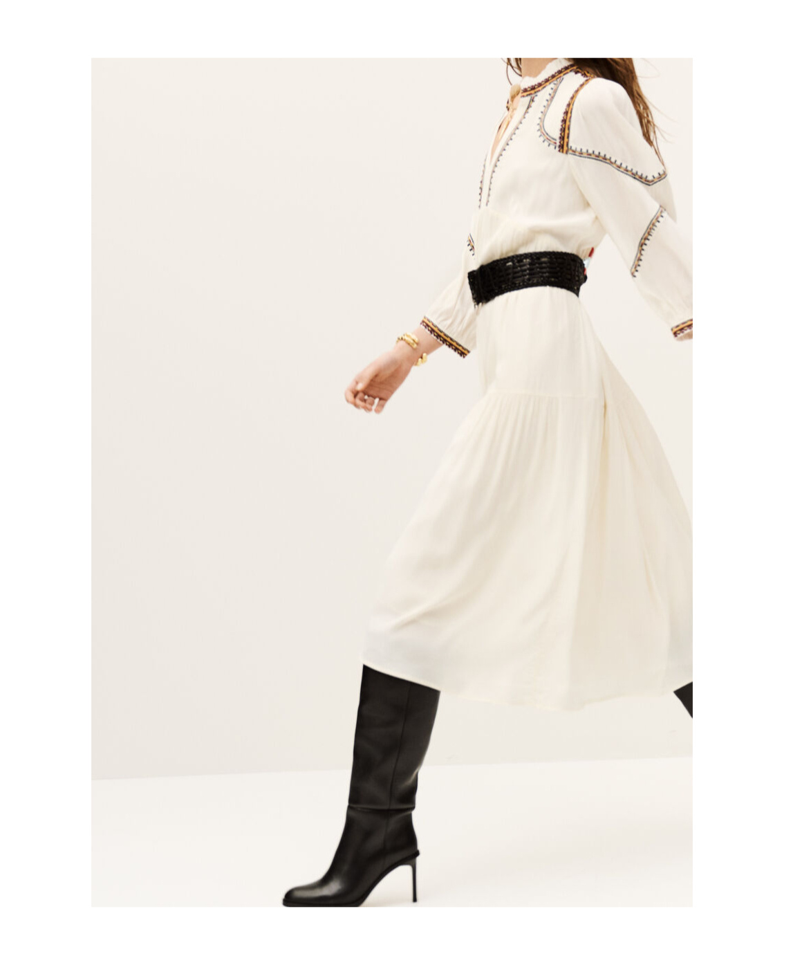 Bash Tunia Long Dress In White