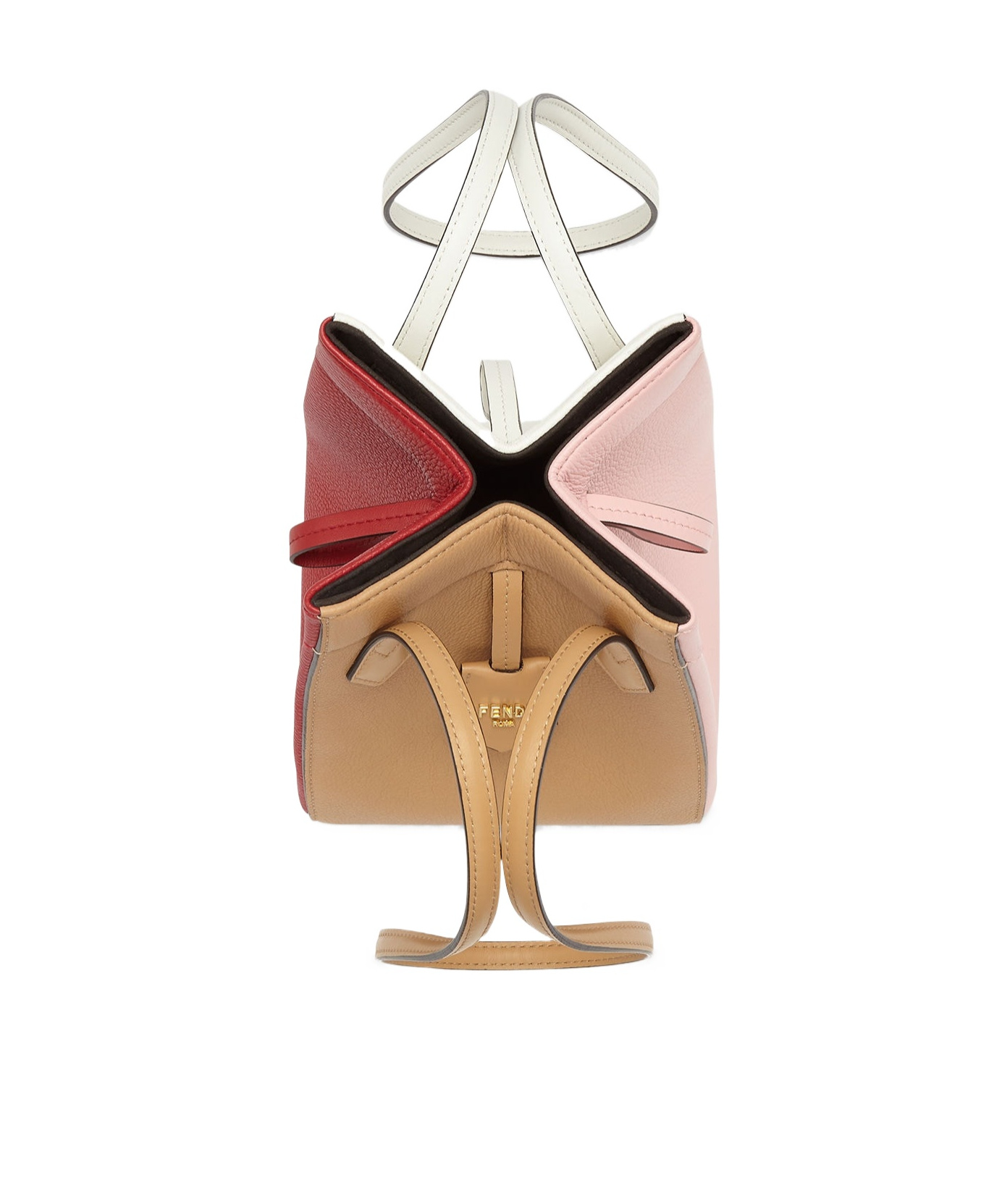Fendi Transformable Multicolour Leather Mini Bag In Nude