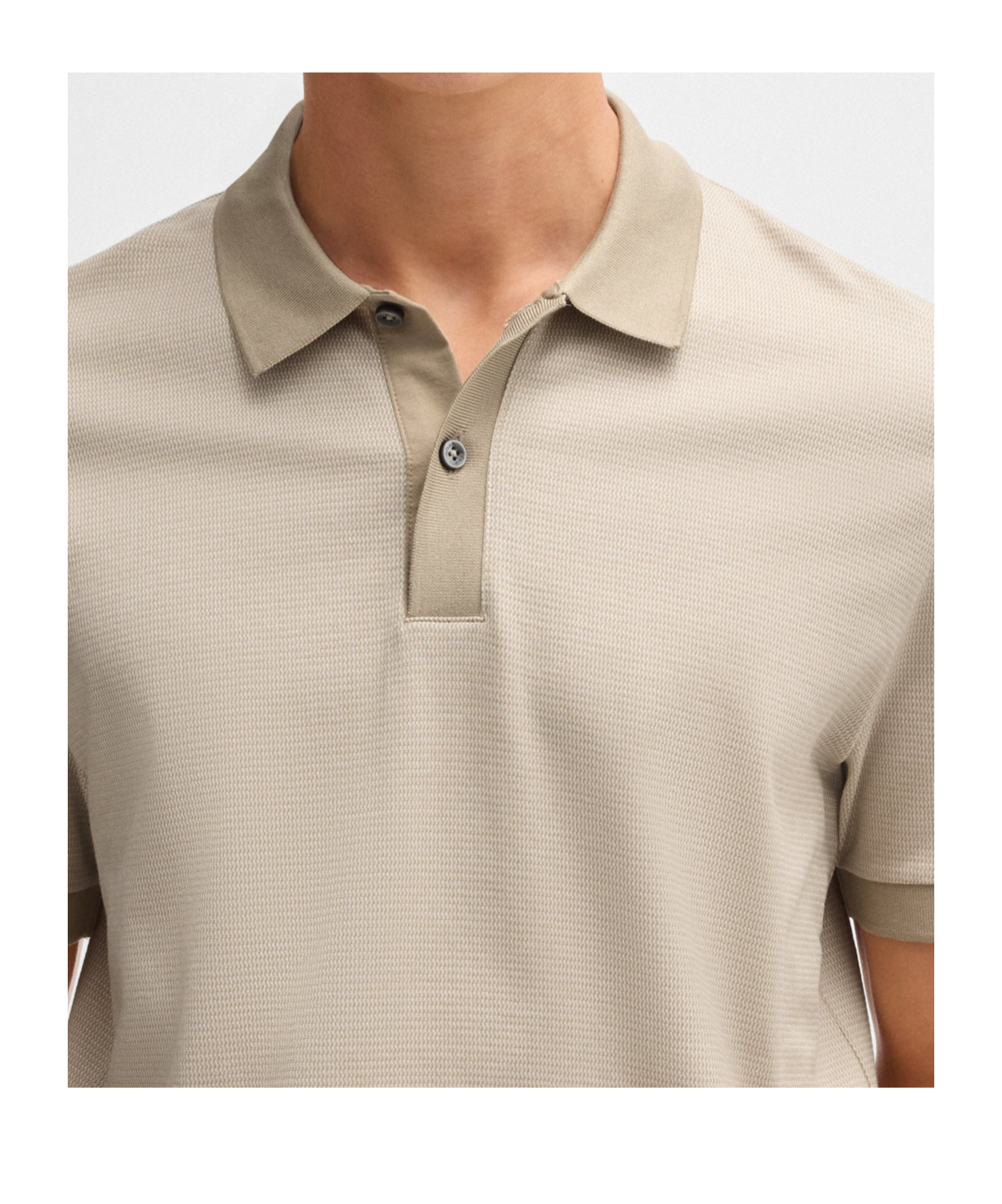Hugo Boss Mercerized-cotton Polo Shirt With Micro Pattern In Nude