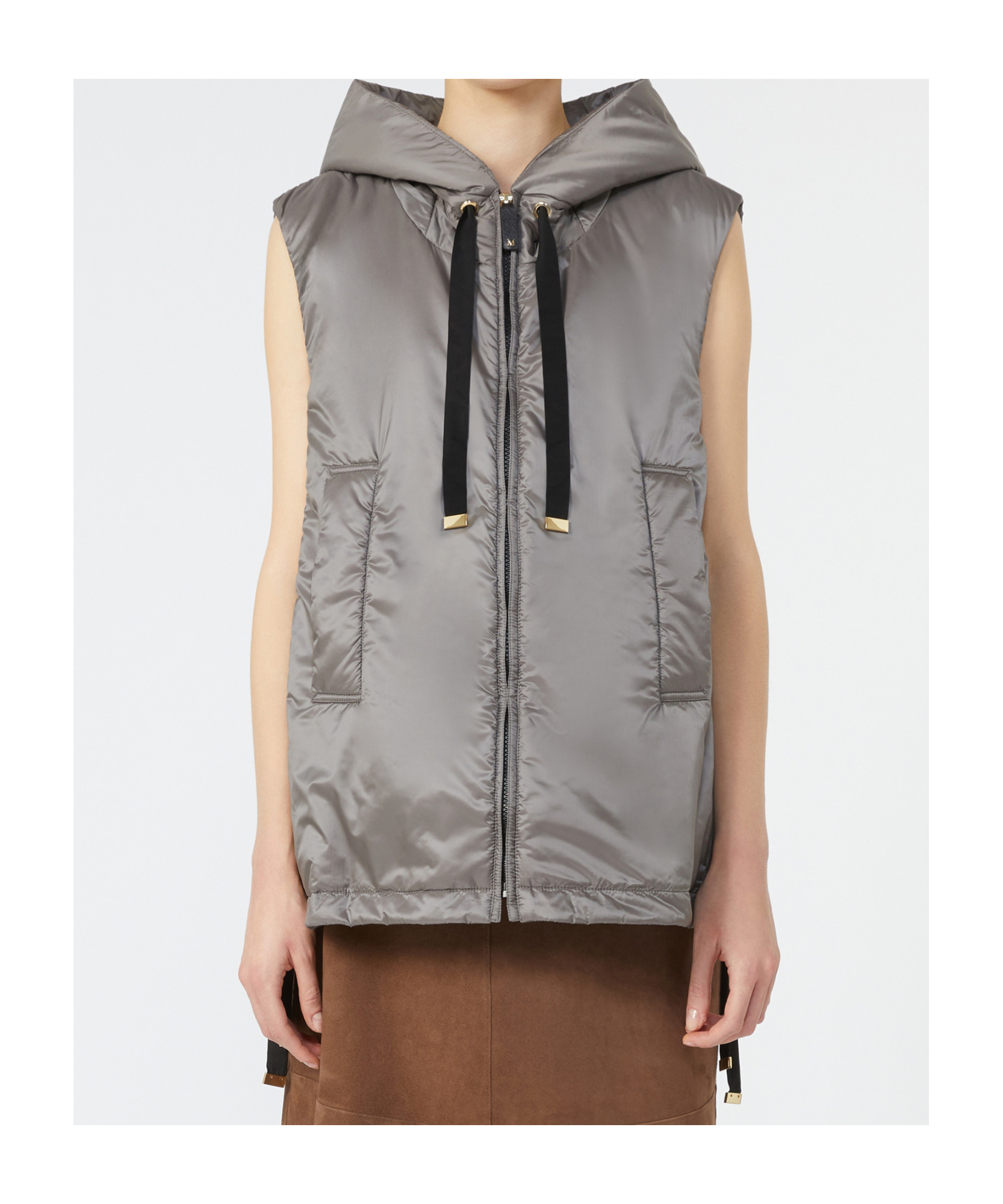 Max Mara Water-repellent Gilet In Gray