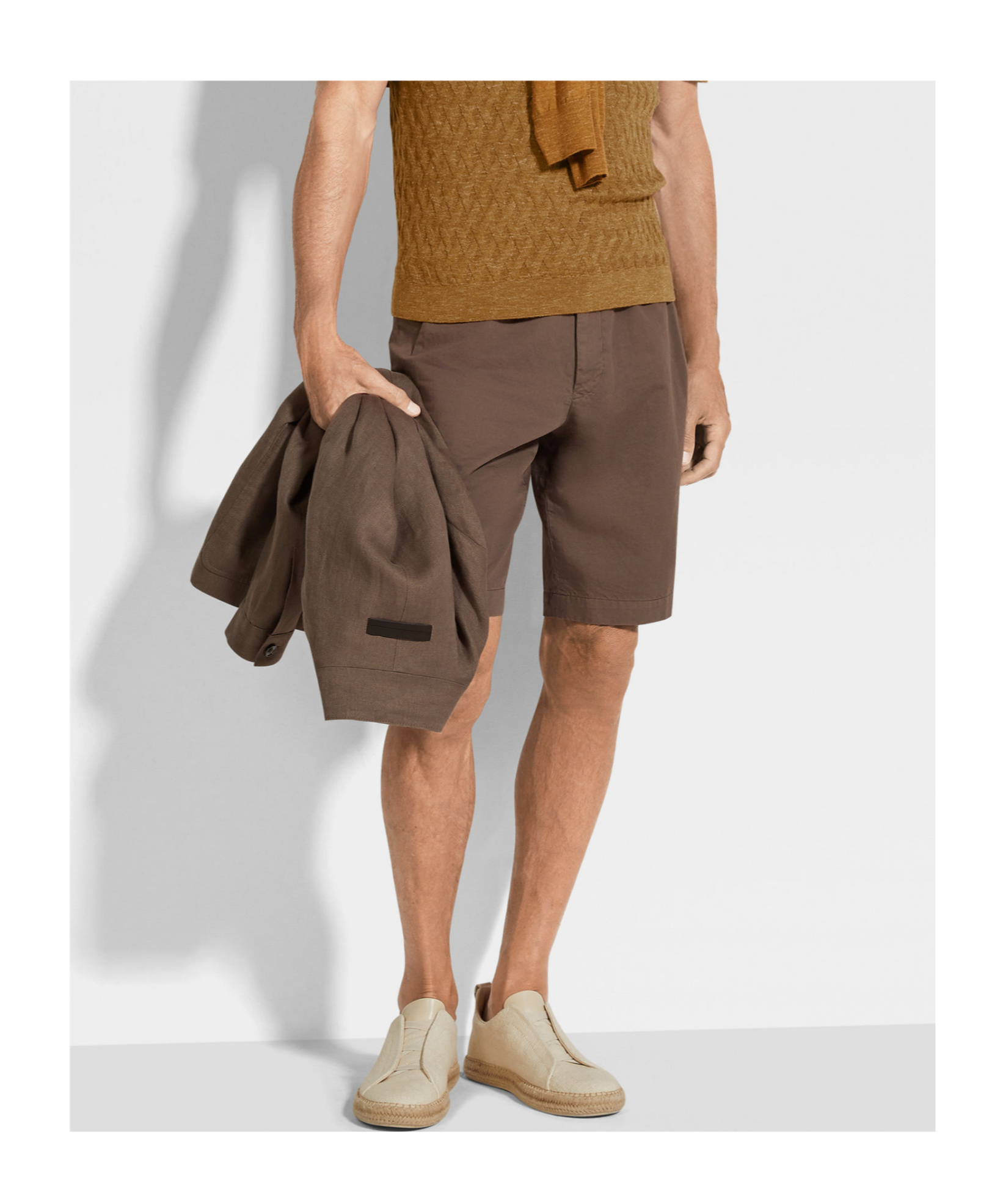 Shop Zegna Summer Chino Shorts In Dark Grey Brown