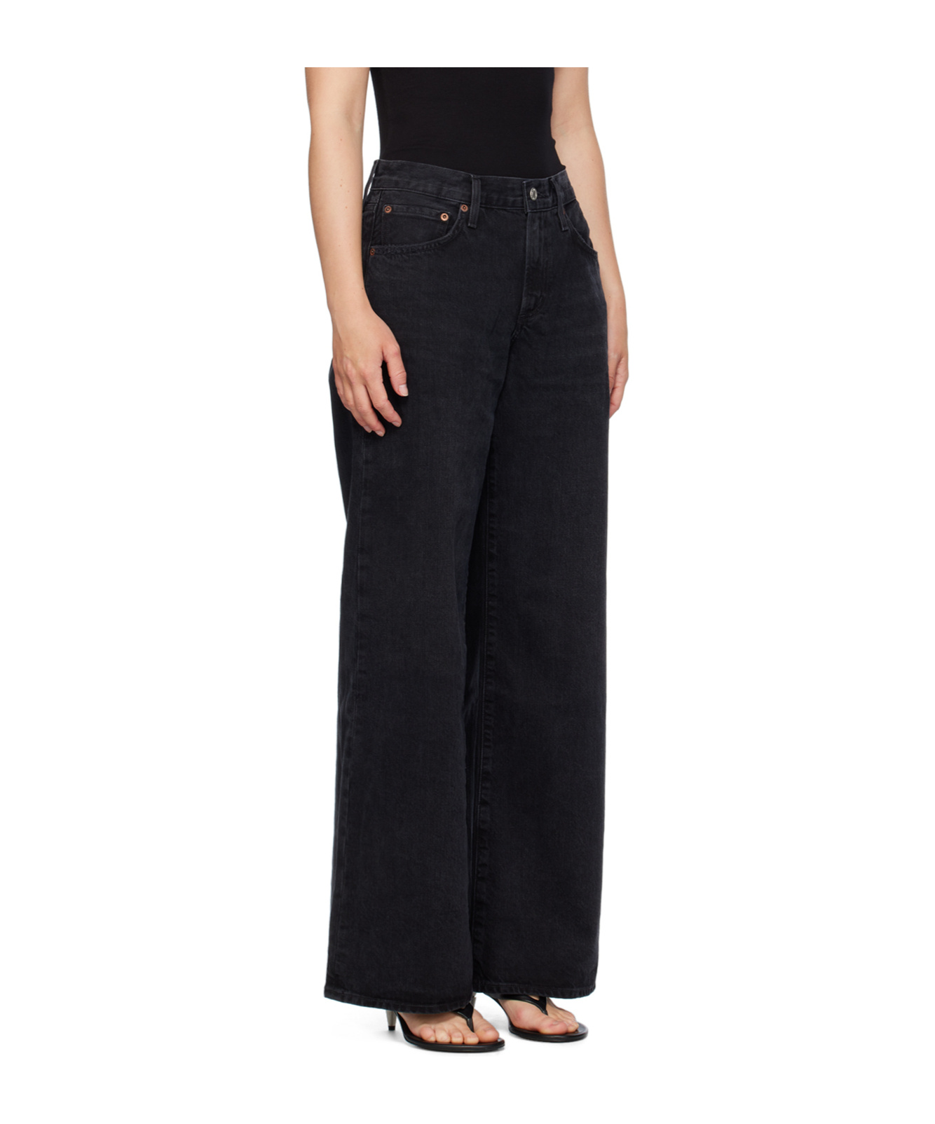Agolde Clara Low-rise Wide-leg Jeans In Black