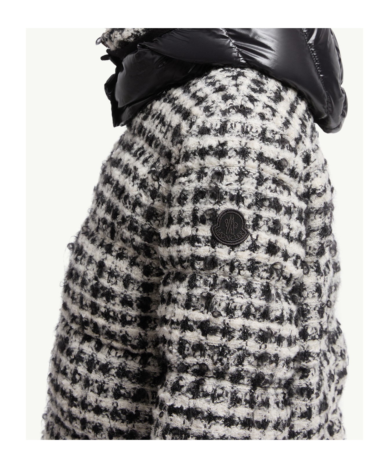 Moncler Andronne Tweed Hooded Short Down Jacket In Brown
