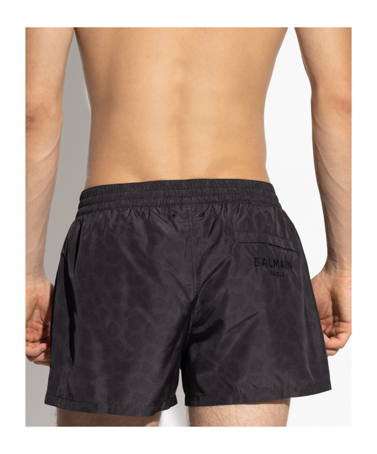 Balmain Drawstring-fastening Swim Shorts In Black