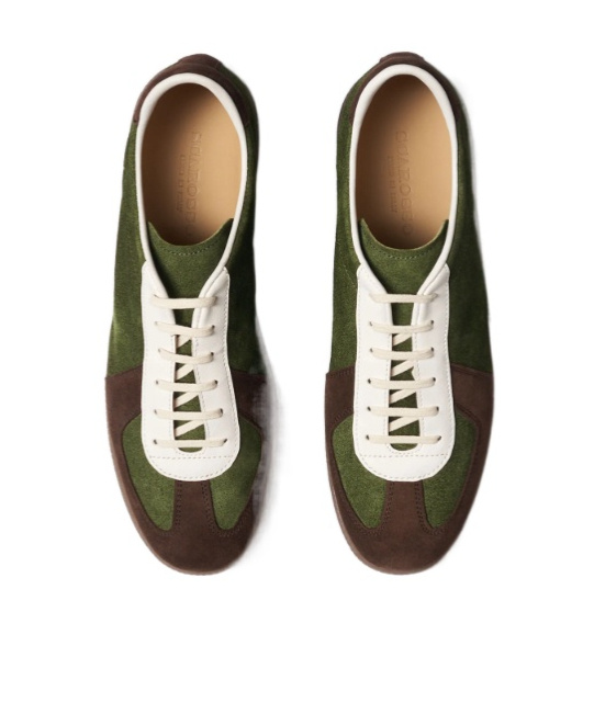 Scarosso Two-tone Suede Sneakers In Green