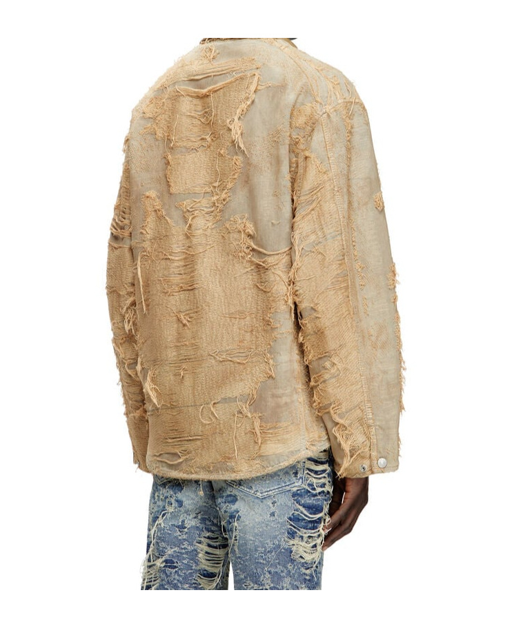 Diesel Jacket In Overdyed Floating-thread Denim In Nude