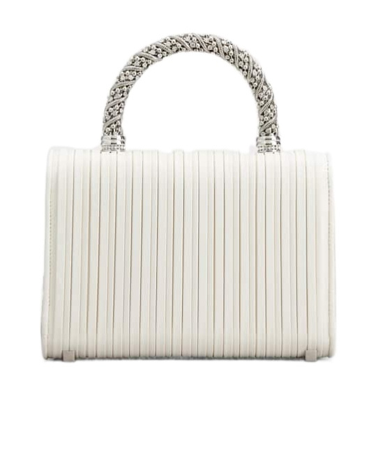 Roger Vivier Jewel Efflorescence Mini Leather Handbag In Cream