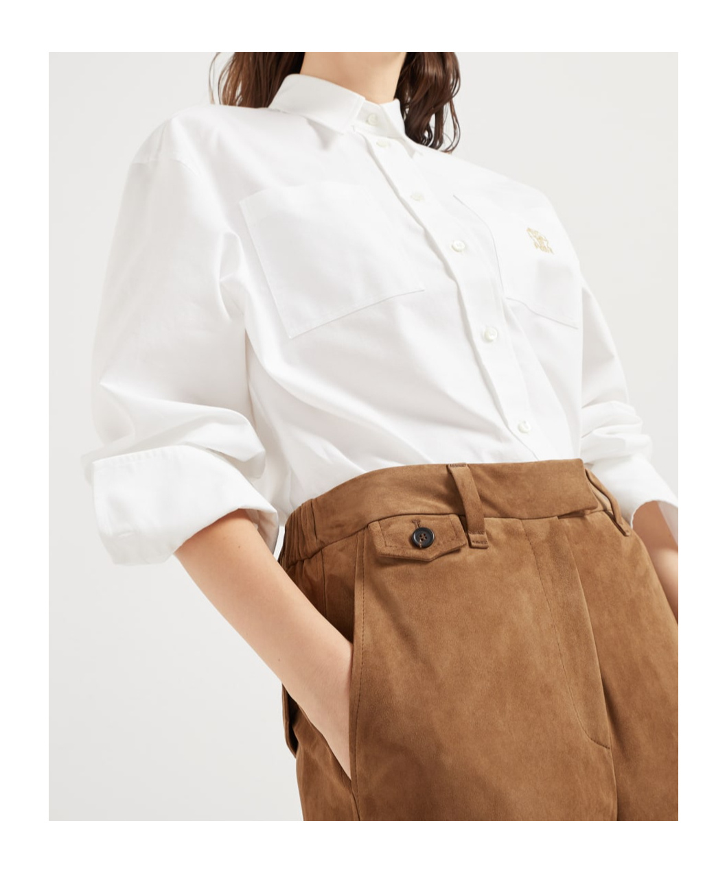 Brunello Cucinelli Cropped Chino Trousers In Brown