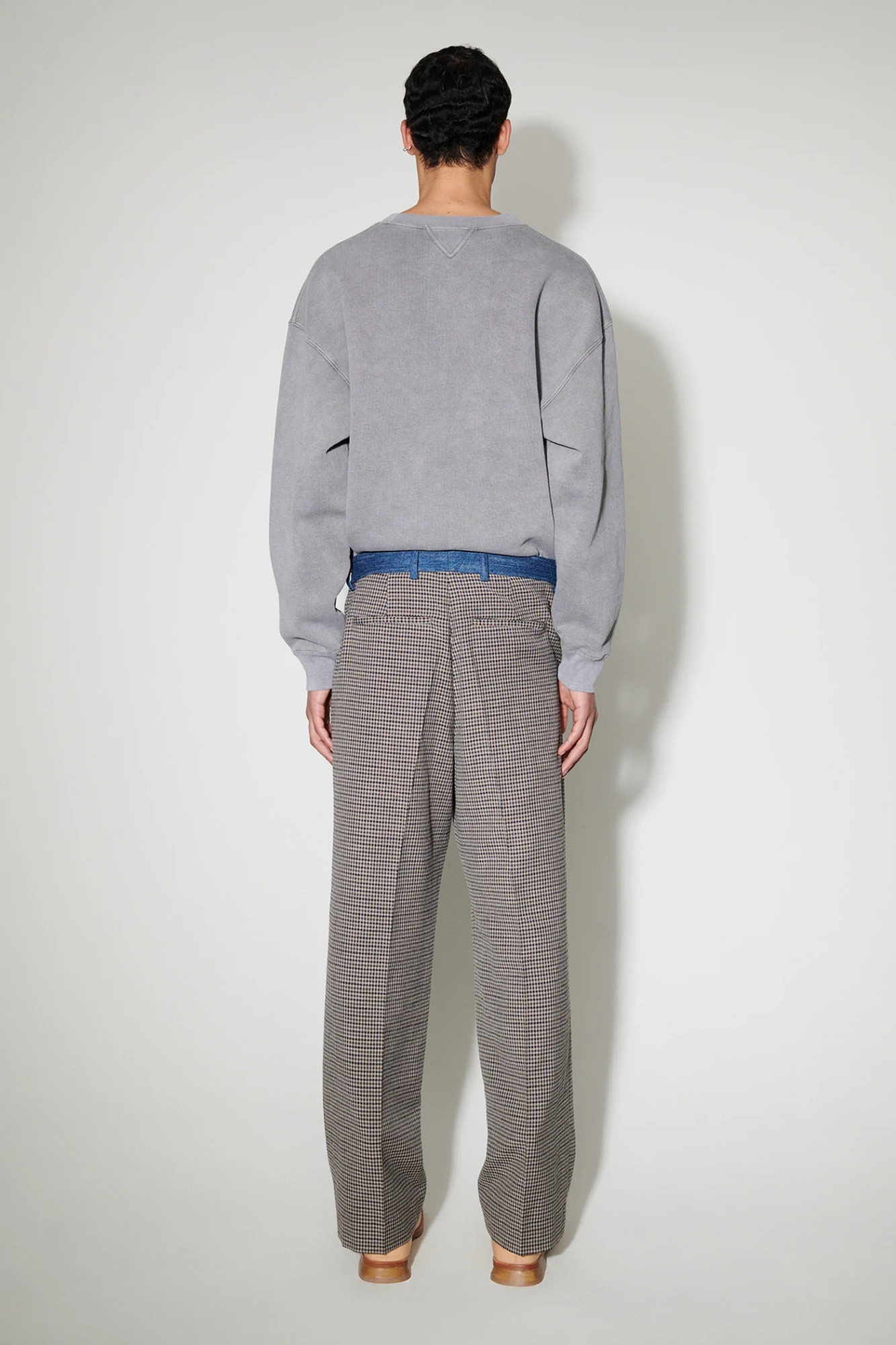 Our Legacy Plaid Wool Casual Trousers In Gray