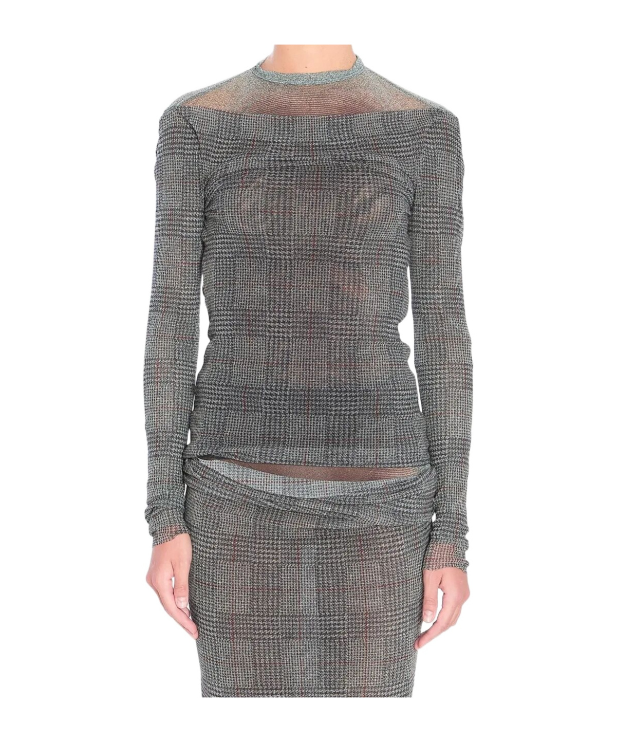 Jean Paul Gaultier Body Shadow And Prince Of Wales Top In Gray
