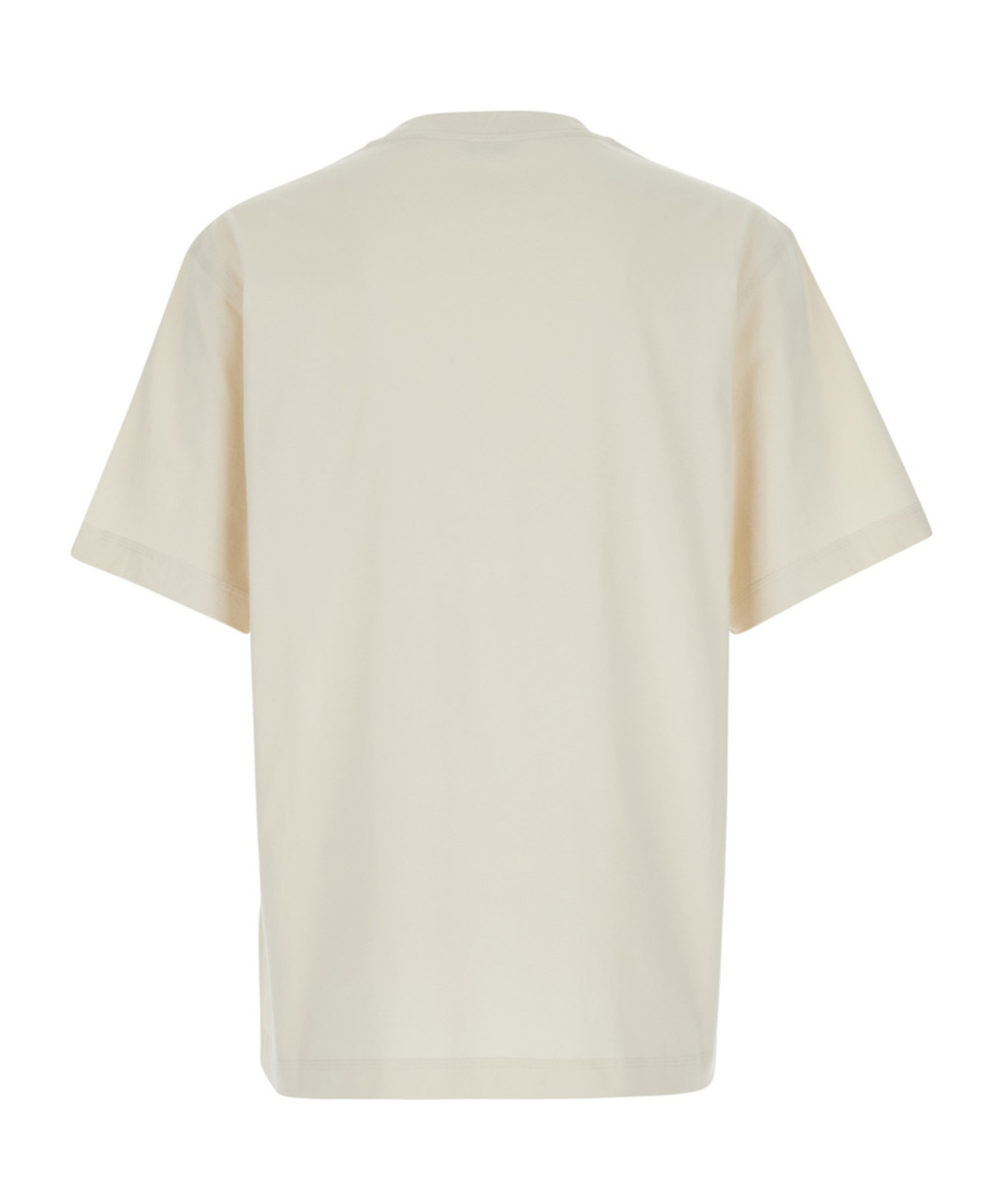 Burberry White Crewneck T-shirt With Embroidered Logo On The Front In Cotton Man In White